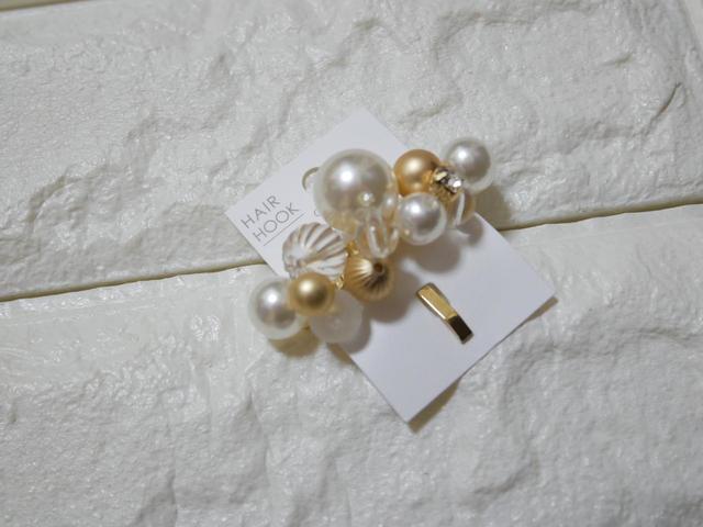 パールゴールドビーズフックポニー