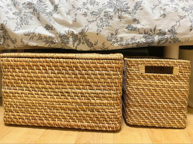 【ニトリ 積み重ねバスケット】しっかりとした素材で存在が感があります