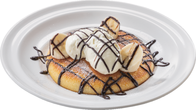 チョコバナナとマスカルポーネのパンケーキ  【通常価格】税込590円 ⇒【クーポン価格】税込395円【ガストの『33％OFF特別クーポン』第2弾】