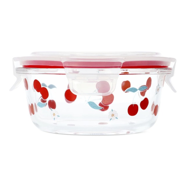 【フライングタイガー】フードコンテナ 770円／チェリー柄の幅13.8cm、高さ6.6cmのコンテナ