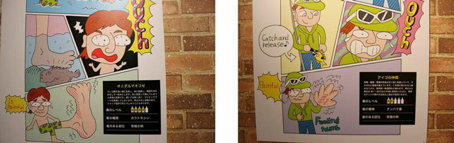 様々な生き物の毒の危険性を説明するエリア