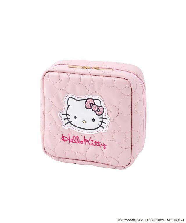 【3COINS×ハローキティコラボアイテム人気ランキング 7位】「HELLO KITTY コスメポーチ」ピンク 880円(税込)