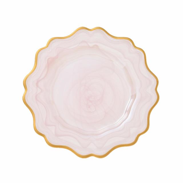 マーブル ゴールドリム ガラスプレート M