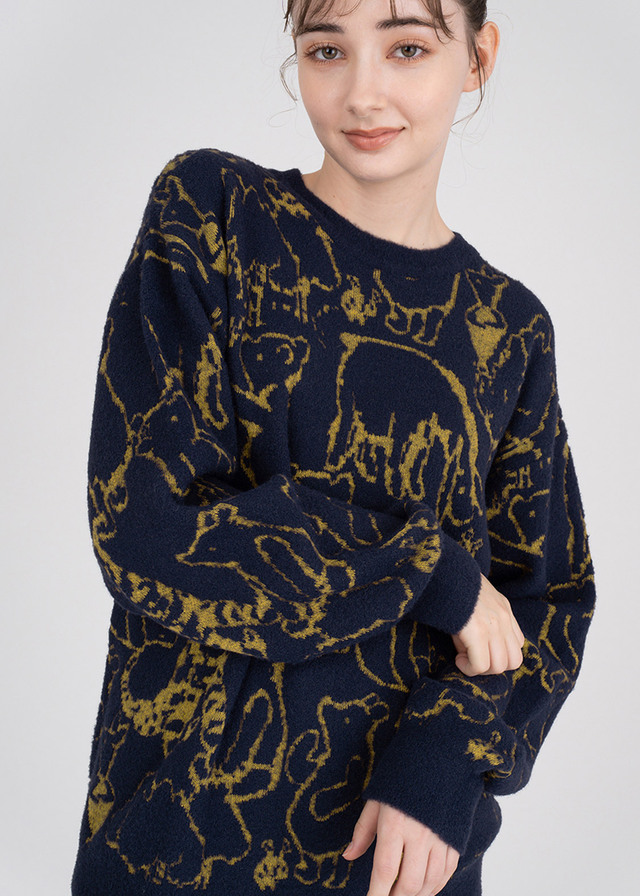 ニット「プーと仲間たち パターン」6,900円(税込)(サイズ：S/M/L/XL)