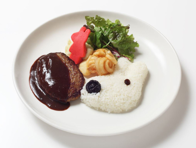 リサのジューシーハンバーグプレート1944円／リサとガスパール展 リサとガスパールカフェ in GINZA