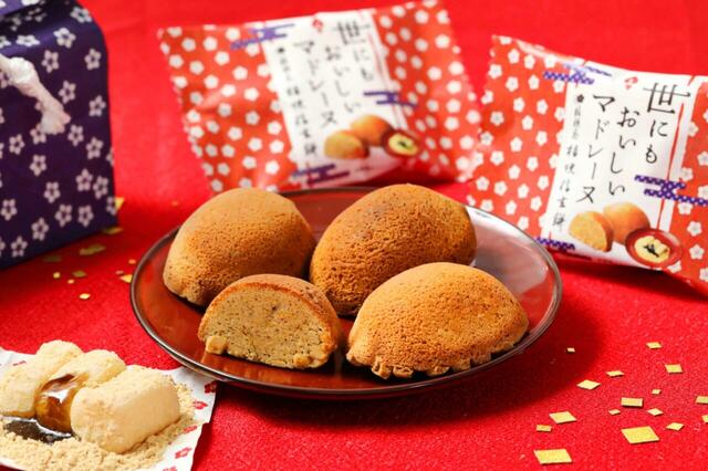 「世にもおいしい桔梗信玄餅マドレーヌ」<価格:235円(税込)>【「ねこねこ」&「ハートブレッドアンティーク」に“桔梗信玄餅コラボ”の新商品が登場!】