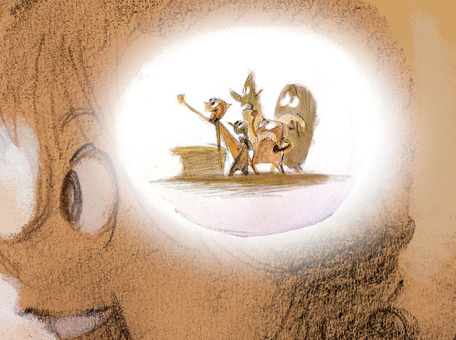 ロニー・デル・カルメン｜≪ライリーと感情たち≫｜『インサイド・ヘッド』（2015年）｜デジタルペインティング（原画〔鉛筆／紙〕をスキャニング）｜ ©Disney/Pixar