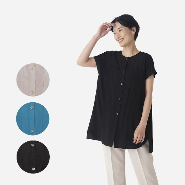 【KEYUCA(ケユカ)】防汚撥水クルーシャツチュニック:6,039円(税込)