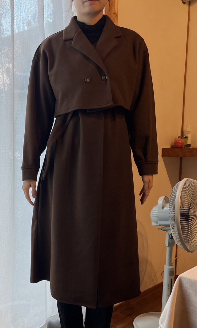 【GRL　フェイクウール3Wayショート丈ジャケットXワンピースセット】華やかで大人っぽい、ロングワンピースのような雰囲気に