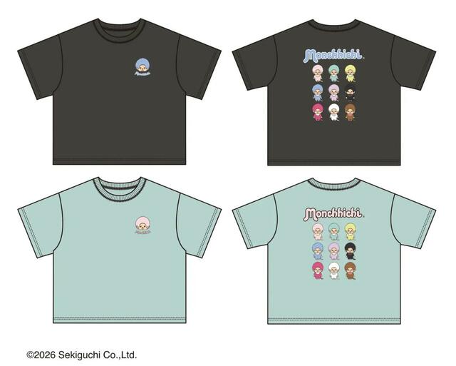 【モンチッチ×マックハウス】モンチッチ胸ワンポイント刺繍Tシャツ（KIDS／CHARCOAL・MINT）／1,991円（税込）