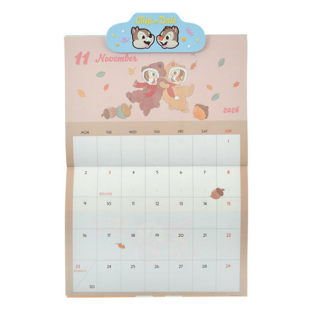 チップ＆デール 壁掛けカレンダー クリップ付き Costume CALENDAR＆ORGANIZER 2026 2,400円
