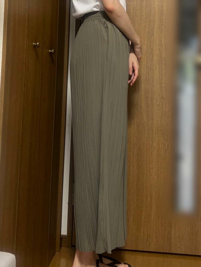 【ワークマン　撥水プリーツセミワイドパンツ】身長170cm・Lサイズ着用。裾はくるぶしの少し上あたり