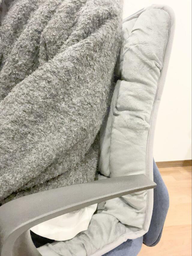 【Gadeel 電気座布団】背中から太もも全体を広範囲で覆ってくれるので、かなりポカポカ！半身浴をしているかのようです