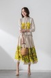 【ビアッジョブルー「Mimosa Hem Skirt」】美しいミモザをヘムラインにあしらったスカート