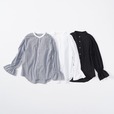 【Afternoon Tea LIVING×LEE】フリル袖ブラウス(ストライプ/オフホワイト/ブラック) 各￥6,930