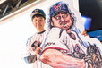 『プロ野球画報』イベント／石井一久のイラストを拡大したパネルと、ながさわ