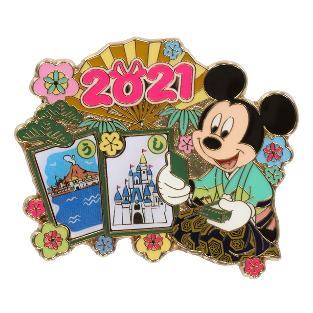 TDR 2021年のお正月 ピンバッジ 1,000円 縦約3.6×横約4.3cm