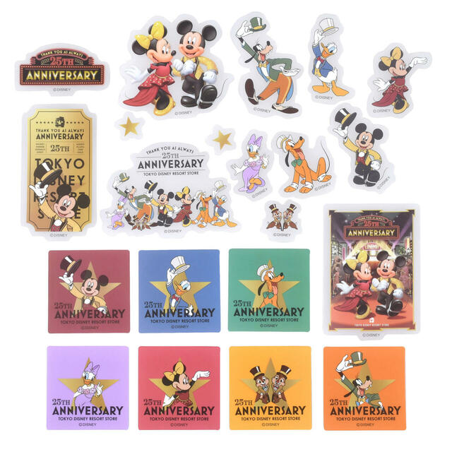【東京ディズニーリゾート店限定】ミッキー&フレンズ シール・ステッカー クリア 貼ってはがせる Sticker Collection 東京ディズニーリゾート店25周年記念 700円