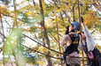 「森のジップラインムササビ」はガイドからじっくりと森の話が聞ける。ジップラインは最長133ｍで全6本あり