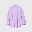 【ユニクロ・商品画像】「コットンストライプシャツ」（カラー：PURPLE）