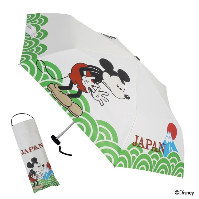 【サントス】晴雨兼用ディズニーフラット折りたたみ傘  日の出富士