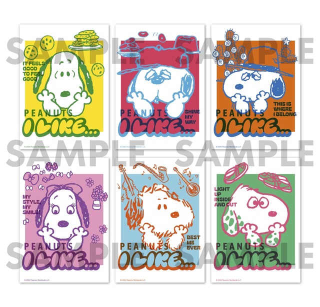 【ファミリーマート「スヌーピーと楽しむ、ファミマの秋」キャンペーン】「スヌーピーランダムシール「I LIKE...」 (全6種)」L判300円、2L判500円/販売期間:2026年10月27日(火)10:00 ~ 11月30日(月)23:59、店内マルチコピー機サービス「ファミマプリント」にて