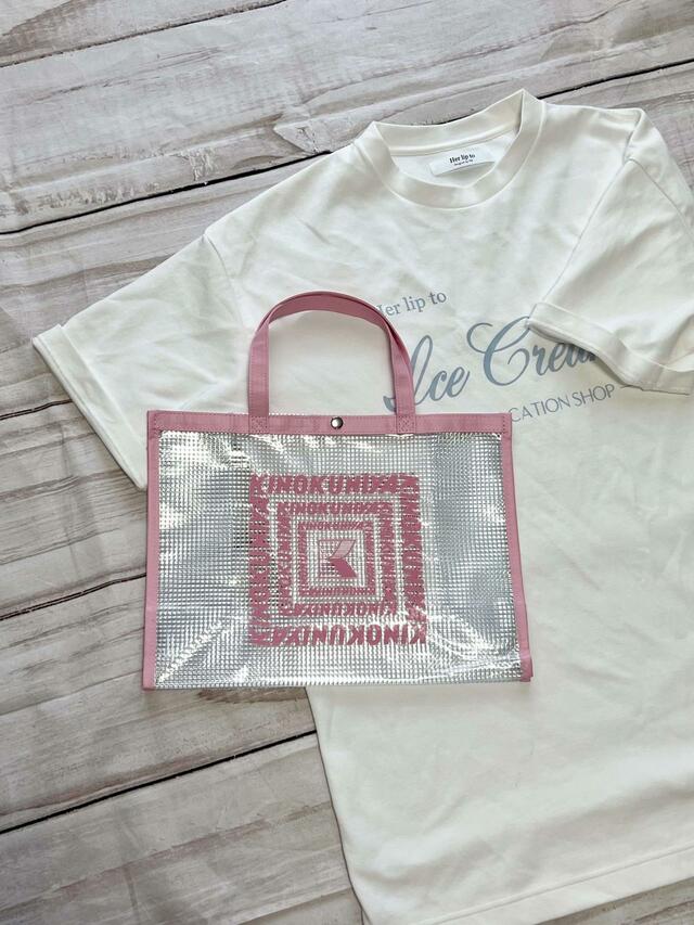 Tシャツワンピに合わせても◎【紀ノ国屋】クリアミディアムバッグ：ピンク