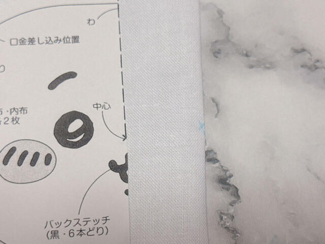 「わ」にして型紙を乗せます。型紙の中心をしっかり合わせるのがポイント