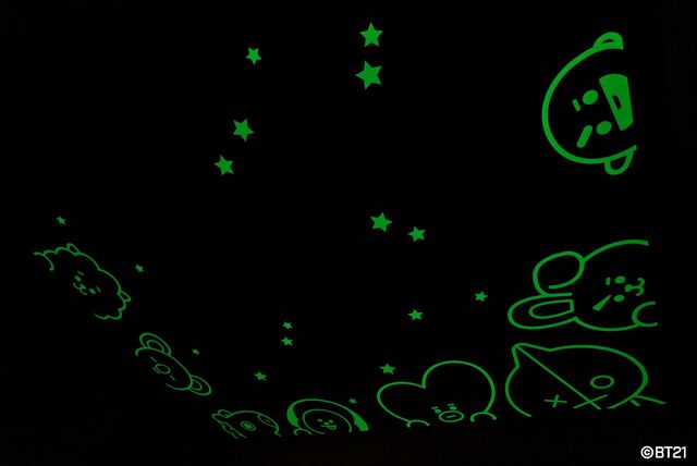 ホテルニューオータニ大阪『BT21 Chill ホカンス #にじいろるーむ』／室内を暗くすると、天井からキャラクターたちが覗いてるような素敵な演出も！