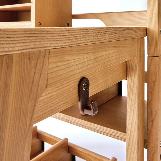タモ材の収納にこだわったラック付き学習机 ＜幅80／幅100cm＞｜￥ 59,900～72,900 （税込）