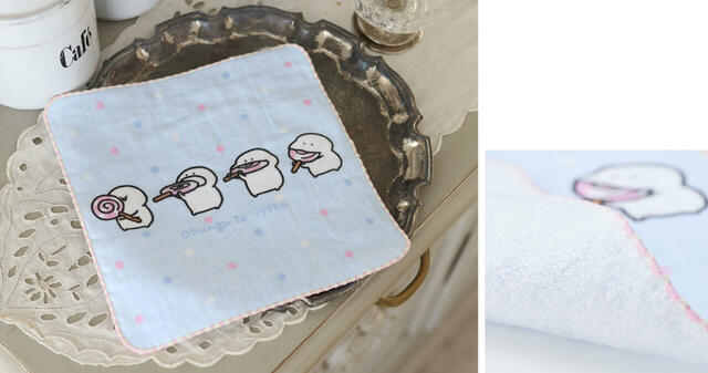 「お文具といっしょ」ガーゼミニタオル：価格 880円（税込 ※送料別）本体サイズ：約W250×H250mm