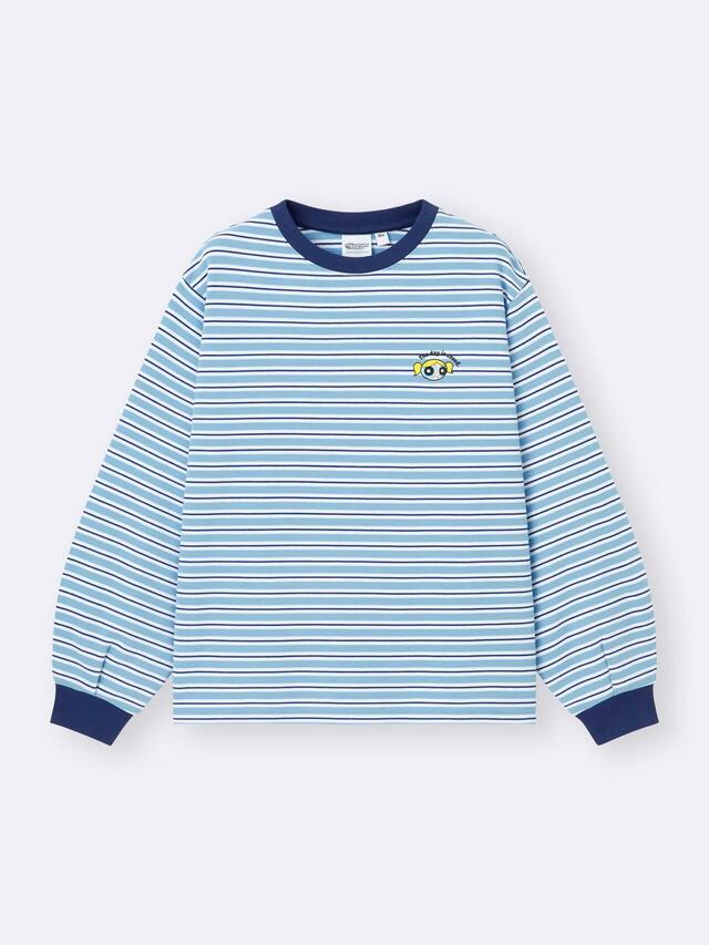 ライトスウェットボーダーT(長袖) ¥1,990｜GU「パワーパフ ガールズ」コレクション