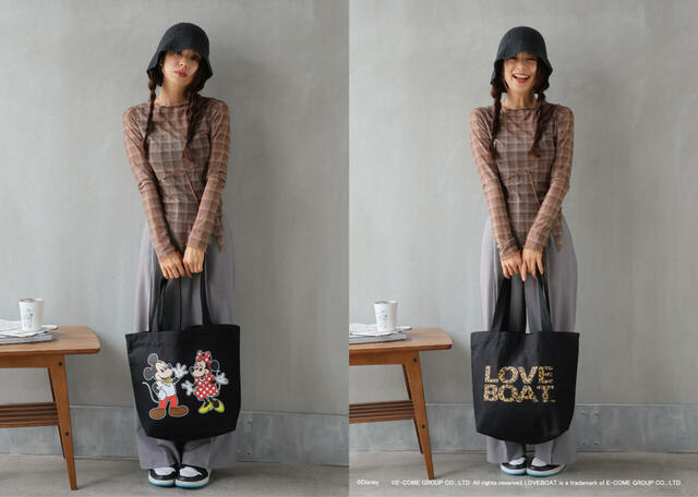 LOVEBOAT / Mickey&Minnie / LEOPARD  LOGO Canvas Tote ¥3,190