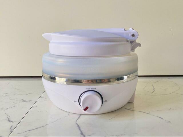 【折りたためるダブル保温ケトル】折りたたむとなんと約3分の2のサイズに！