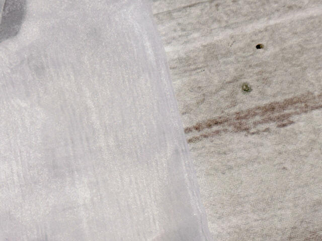 【PEACH JOHN×キャス キッドソン】「シアーエンブロイダリーバッグ」素材はポリエステル。シアーで光沢のあるオーガンジー生地