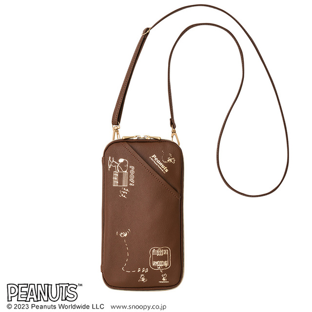 SNOOPY［スヌーピー］タテでもヨコでも持てる！スマホショルダーBROWN　2,640円