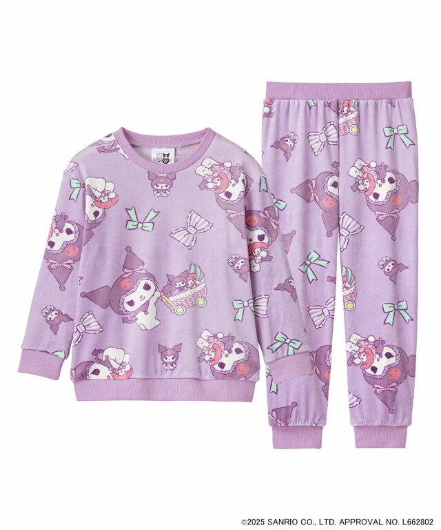 【aimerfeel（エメフィール）】クロミ ストレッチ ソフトボア 長袖 キッズ 上下セット（子供サイズ・パープル）／110cm・130cm／6,930円（税込）