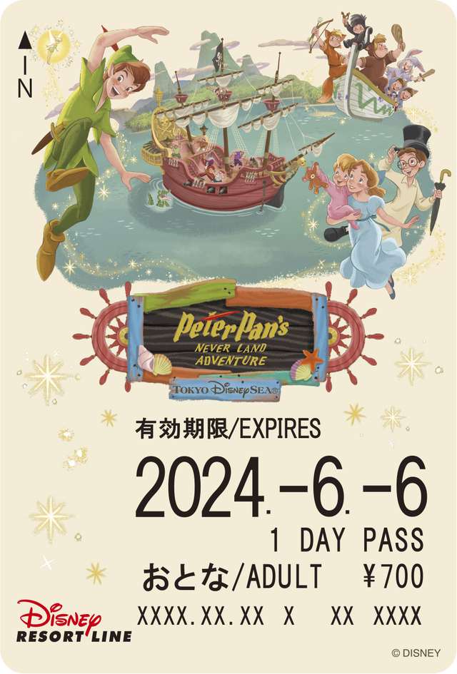 「ピーターパンのネバーランドアドベンチャー」デザインのフリーきっぷ