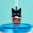 ストロー部分にはかわいい黒ねこが！【カフェ・ベローチェ「40周年記念 黒ねこサマーバッグ 2026」】