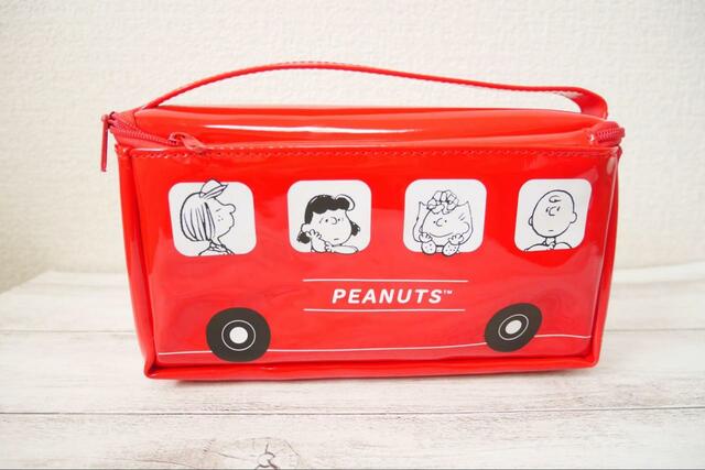 【リンネル10月号 限定号 特別付録：スヌーピーのバス型バニティポーチ】サイズは（約）高さ11×幅19×マチ7cm
