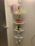 【ニトリ　ステンレスつっぱりコーナーラック4段】一人暮らし女性の浴室もすっきり収納できます