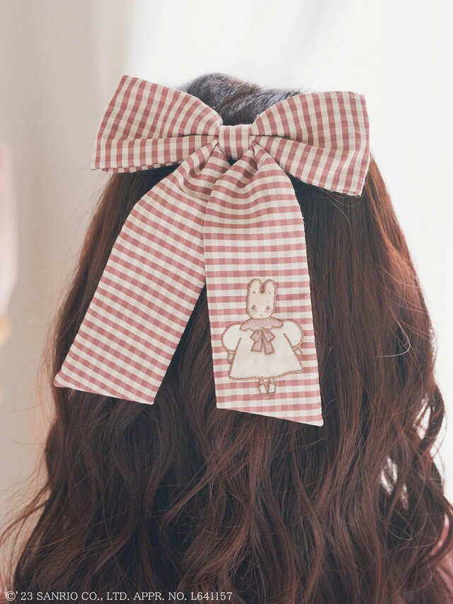 【Maison de FLEUR×青木美沙子×Marroncream】Marroncream ギンガムチェックバレッタ カラー：DarkPink 価格：￥3,700