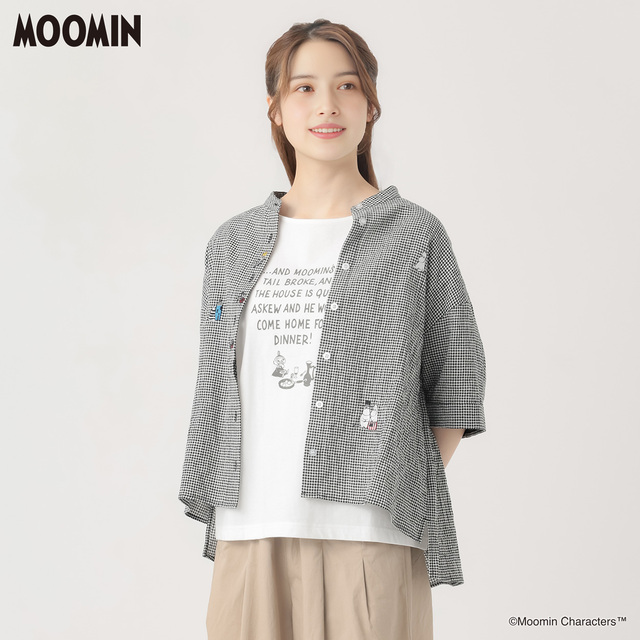 【イオンSELF+SERVICE×ムーミンコラボグッズ人気ランキング 1位】「ムーミン刺繍使いシャツ」4,378円(税込)