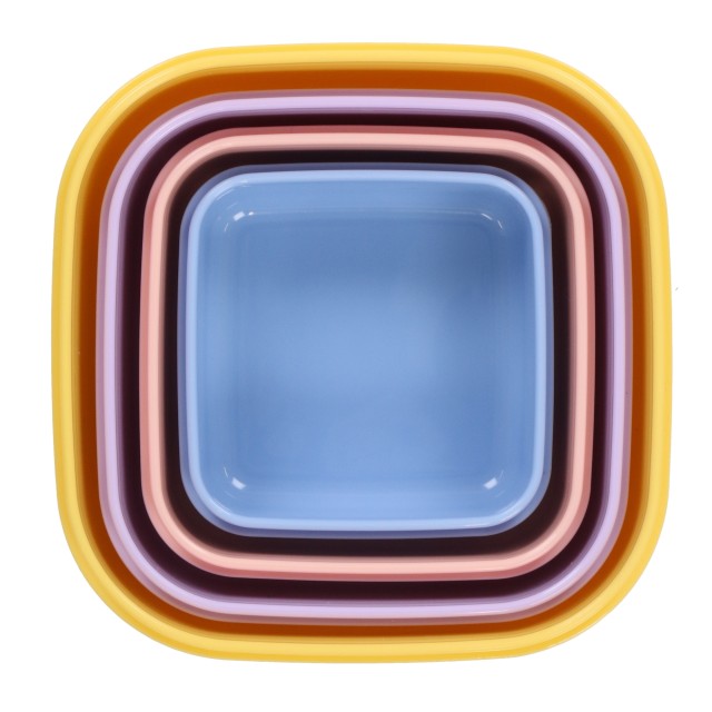 シール容器セット 1,900円|L)縦約12×横約12×高さ約5.5cm、550ml、(M)縦約10.5×横約10.5×高さ約5cm、360ml、(S)縦約9×横約9×高さ約4.5cm、220ml、(SS)縦約7.5×横約7.5×高さ約4cm、115ml