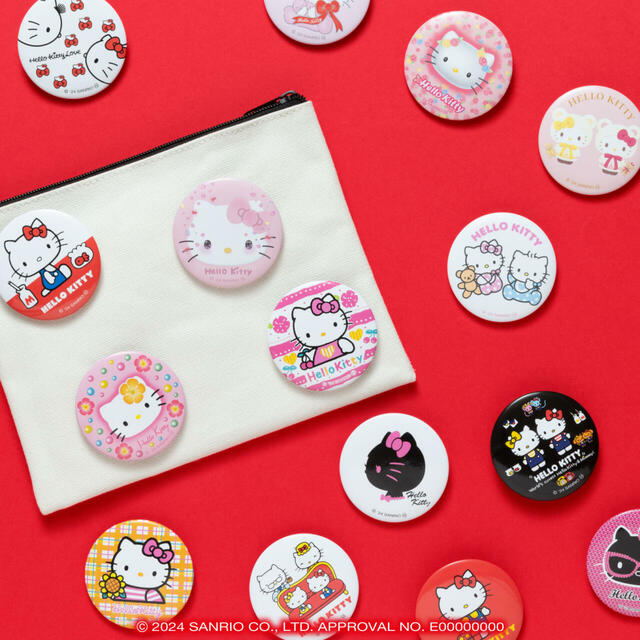 F賞缶バッジ SET(全8種)【Happyくじ『HELLO KITTY 50th〜ハッピーアニバーサリー★〜』】