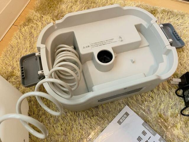 【アイリスオーヤマ 充電式ポータブルウォッシャー】ホースの長さは約3メートルです