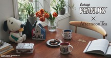 【Afternoon Tea LIVING×PEANUTS】編みぐるみM ¥5,500、ハウス缶クッキー ¥2,160、トランク缶クッキー ¥1,728、フラワーベース ¥4,180、マグカップ（320ml） 各¥1,980