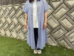 【GU　フレアシャツワンピース】ボタンを外してロングカーディガンのように着ることもできます