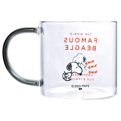 【PEANUTS】耐熱ガラスマグ（レッド/ブルー/グリーン）各2,200円（税込）