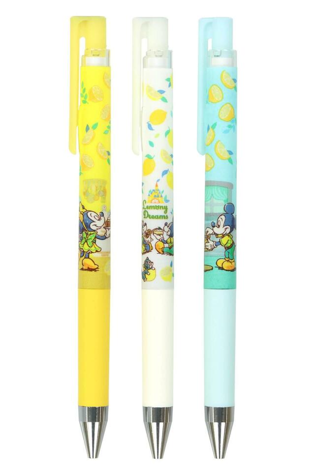 ボールペン〈ジュースアップ〉セット 1,200円｜東京ディズニーリゾート レモン柄グッズ｜販売店舗：東京ディズニーランド「ホームストア」、東京ディズニーシー「ヴィラ・ドナルド・ホームショップ」｜発売日：2025年4月24日（木）